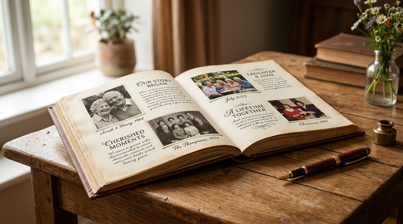 Livre relié de souvenirs Plume